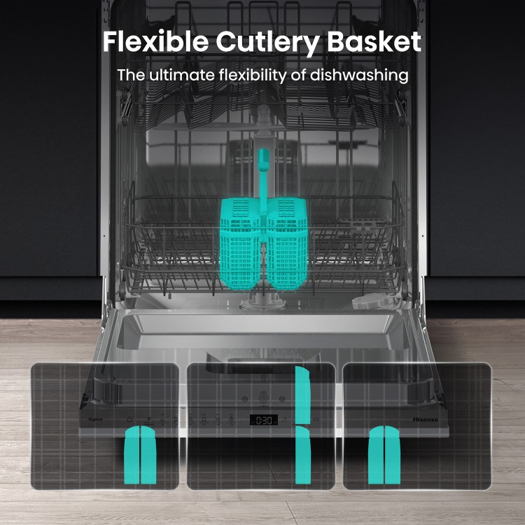 Hisense Hi4 Integrated Dishwasher - E-Rated Silver control panel