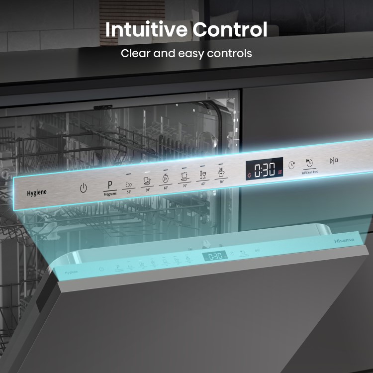 Hisense Hi4 Integrated Dishwasher - E-Rated Silver control panel