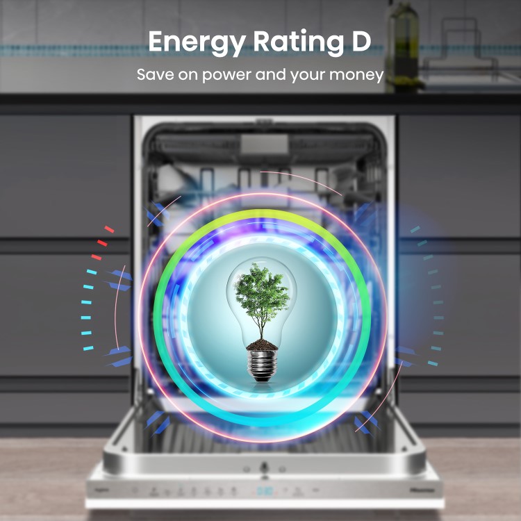 Hisense Hi4 Integrated Dishwasher - Stainless Steel - D-Rated Silver control panel