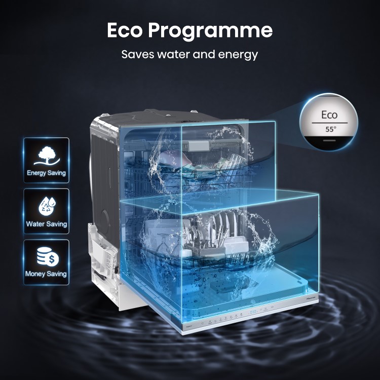 Hisense Hi4 Integrated Dishwasher - Stainless Steel - D-Rated Silver control panel