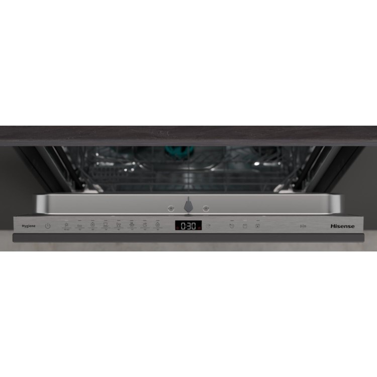 Hisense Integrated Dishwasher - Auto Dry, A-Rated, Silver control panel