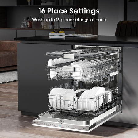 Hisense Hi6 Integrated Dishwasher - Smart Wi-Fi C-Rated Silver control panel