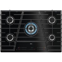 Refurbished AEG HVB75450IB 75cm 5 Burner Gas-on-Glass Hob with Touch Control Black 