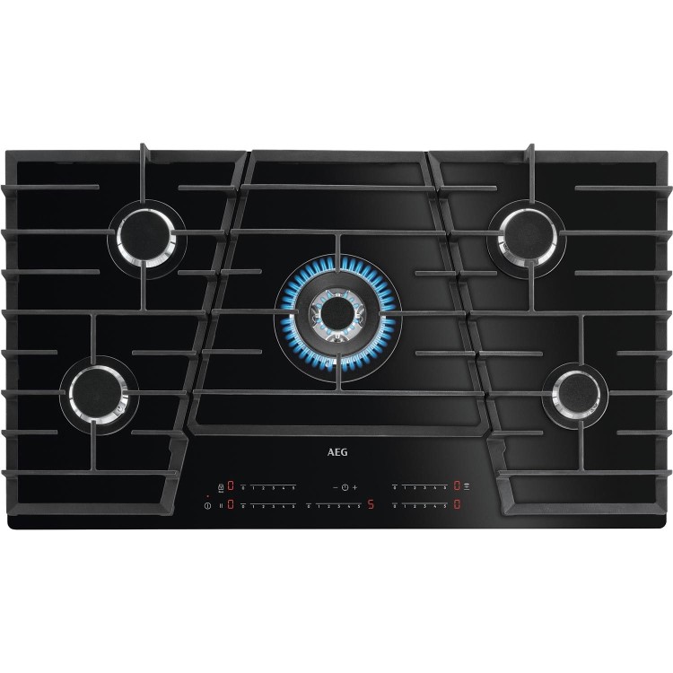 Refurbished AEG HVB95450IB 90cm 5 Burner Gas-on-Glass Hob Black