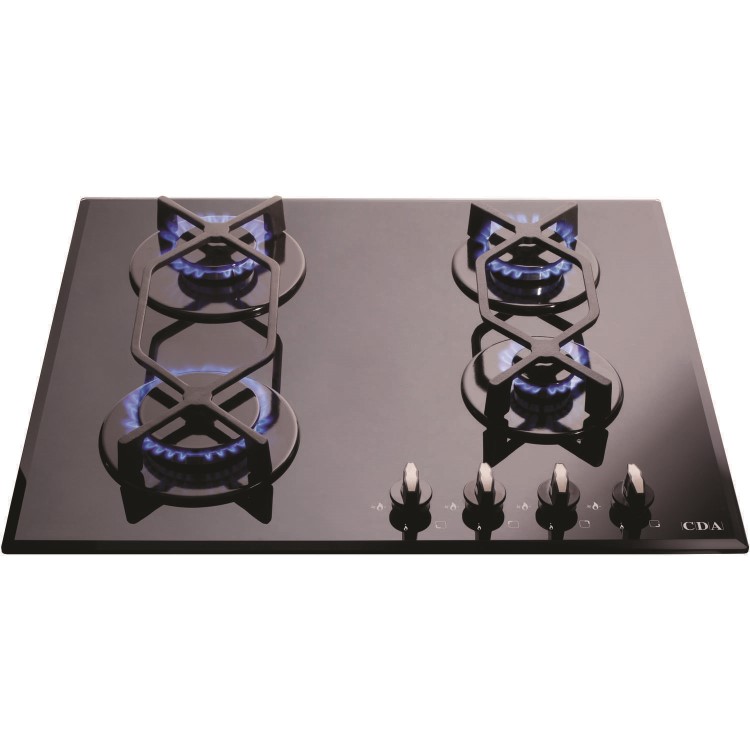 Refurbished CDA HVG620BL 4 Burner Gas Hob Black
