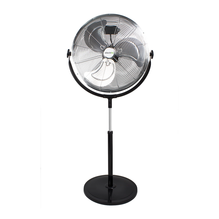Refurbished electriQ 16 Inch High velocity Pedestal Fan with adjustable Stand - Black and Chrome