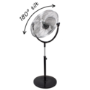 Refurbished electriQ 16 Inch High velocity Pedestal Fan with adjustable Stand - Black and Chrome
