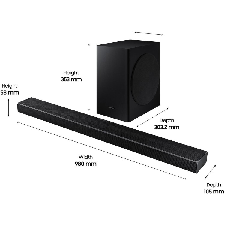 Samsung HW-Q60T Wireless Flat Soundbar with DTS Virtual Dolby Digital and DTS Surround Sound