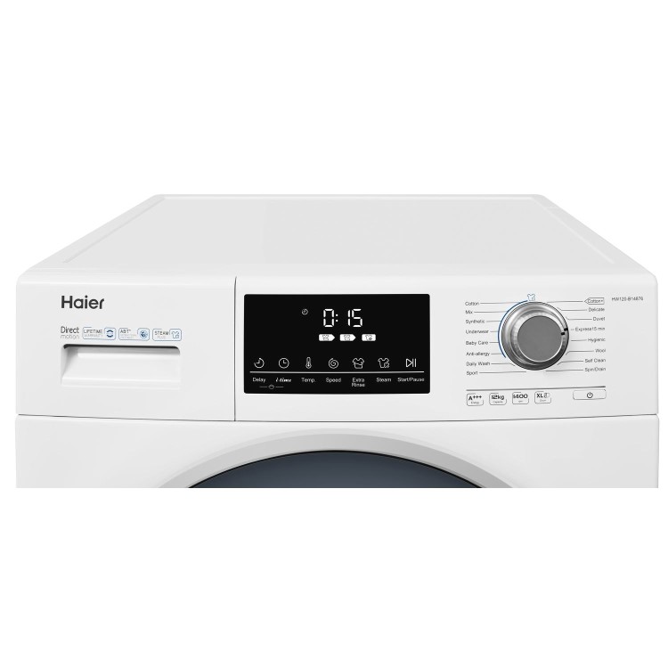 Refurbished Haier HW120-B14876 Freestanding 12KG 1400 Spin Washing Machine
