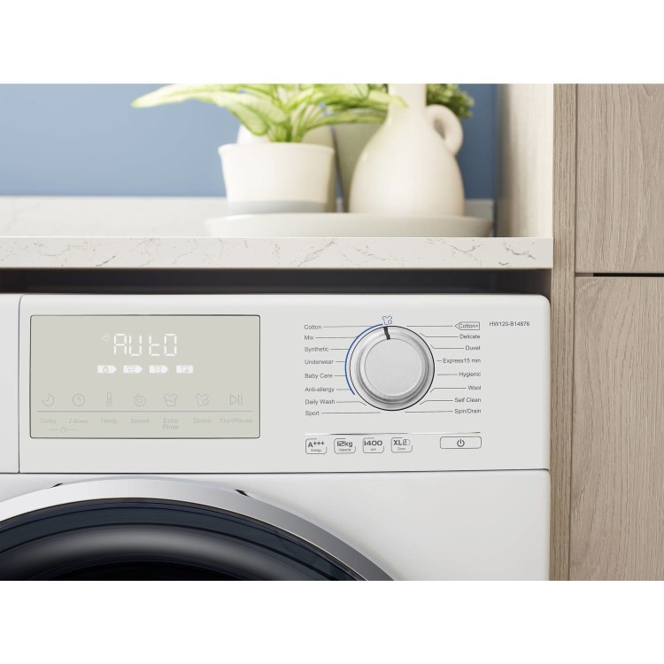 Refurbished Haier HW120-B14876 Freestanding 12KG 1400 Spin Washing Machine