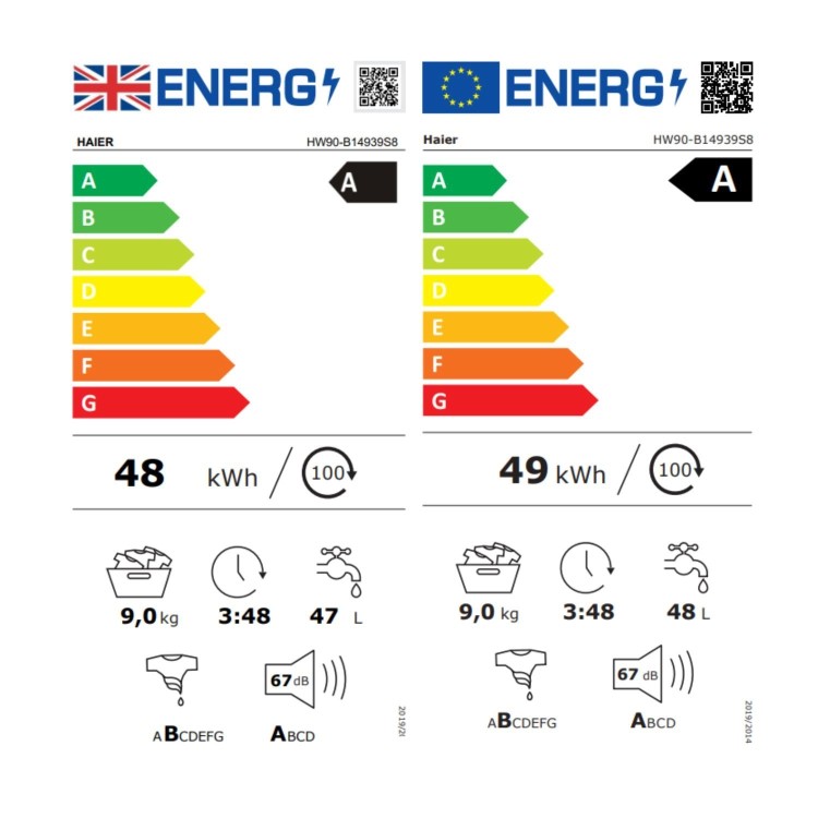 Refurbished Haier 939 iPro Series HW90-B14939S8 Freestanding 9KG 1400 Spin Washing Machine