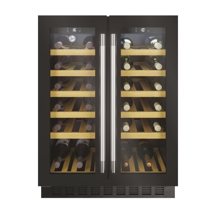 Hoover 38 Bottle Capacity Dual Zone 60cm Freestanding Wine Cooler - Black