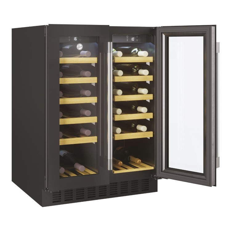 Hoover 38 Bottle Capacity Dual Zone 60cm Freestanding Wine Cooler - Black