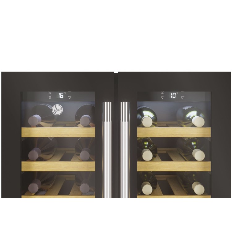 Hoover 38 Bottle Capacity Dual Zone 60cm Freestanding Wine Cooler - Black