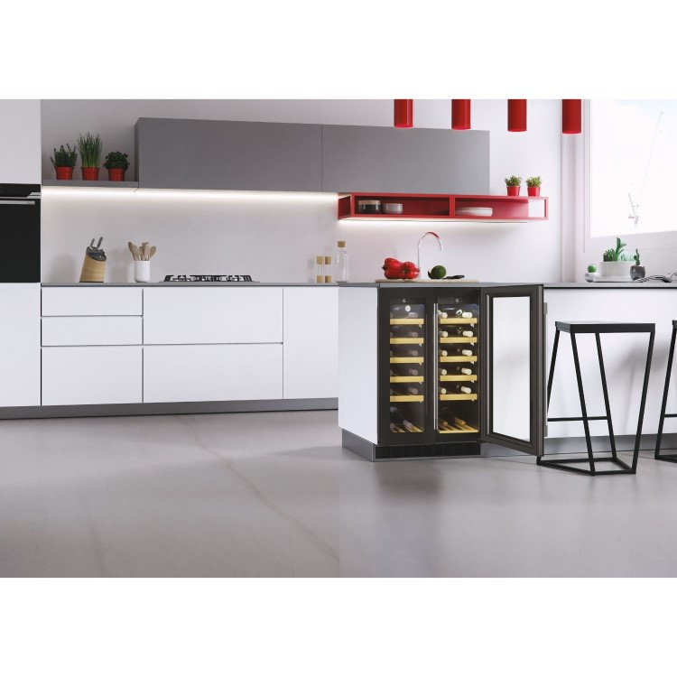 Hoover 38 Bottle Capacity Dual Zone 60cm Freestanding Wine Cooler - Black