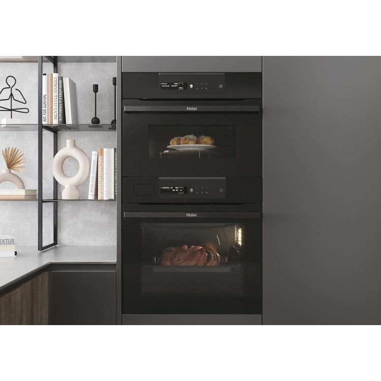 Refurbished Haier Series 6 HWO45NB2B0B1 Built In 34L 900W Combination Microwave Oven Black