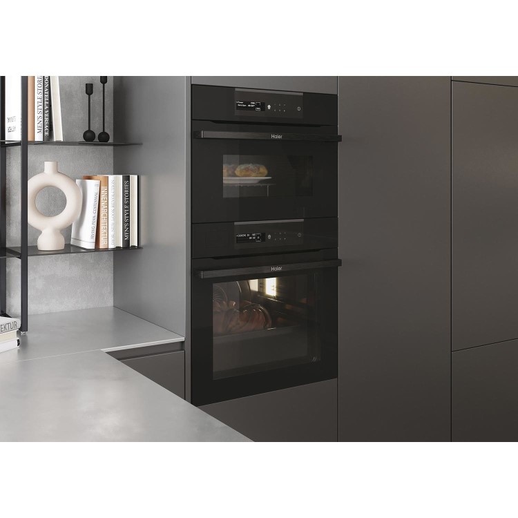 Refurbished Haier Series 6 HWO45NB2B0B1 Built In 34L 900W Combination Microwave Oven Black