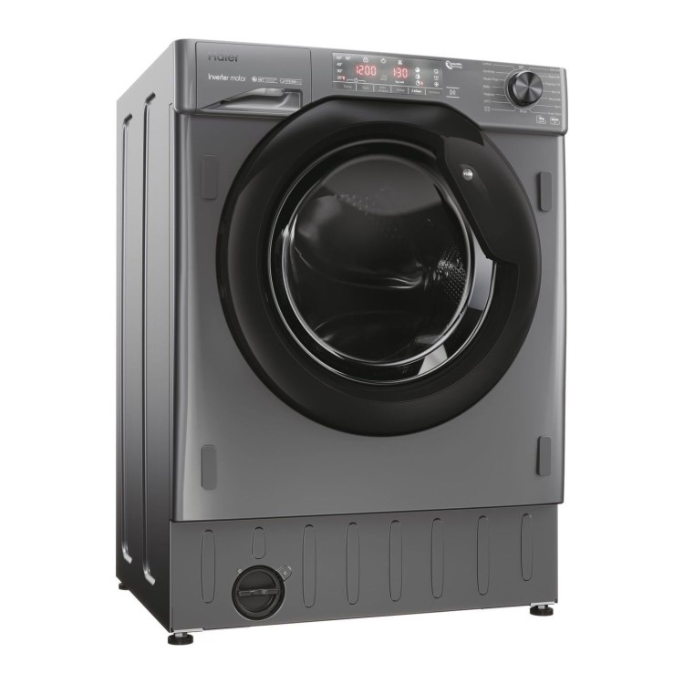 Refurbished Haier Series 4 HWQ90B416FWBR-UK Integrated 9KG 1600 Spin Washing Machine Graphite