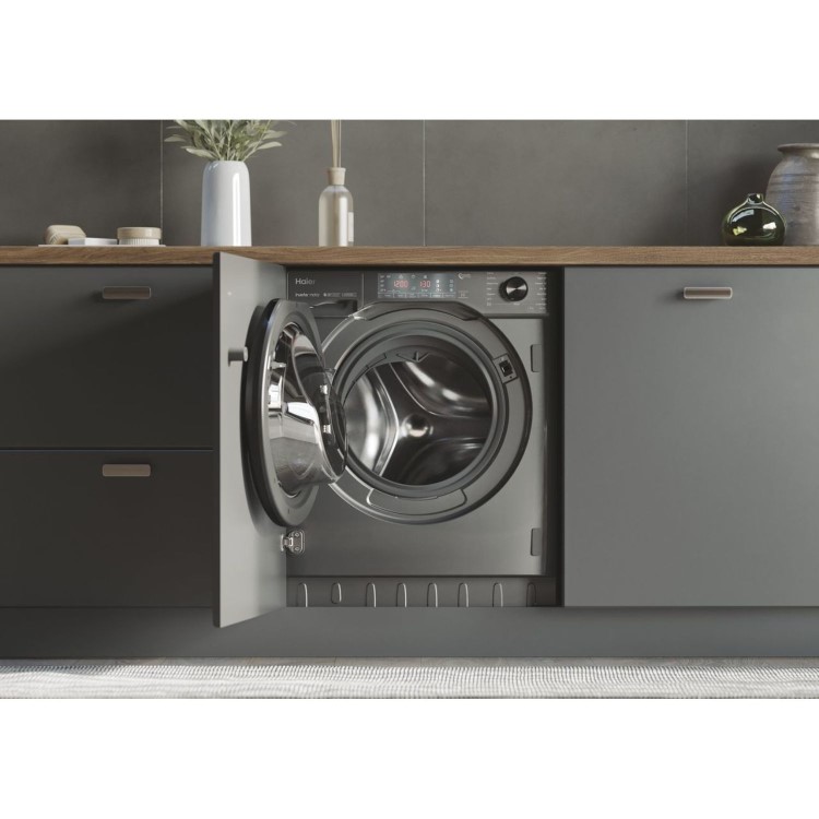 Refurbished Haier Series 4 HWQ90B416FWBR-UK Integrated 9KG 1600 Spin Washing Machine Graphite