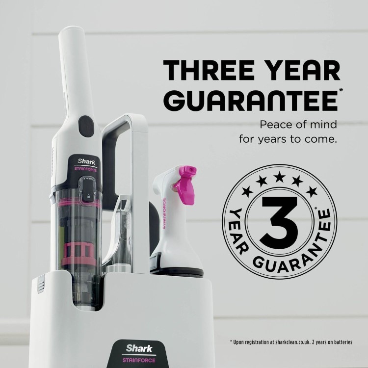 Shark HX100UKT Stainforce Cordless Handheld Vacuum Cleaner. Lightweight portable and powerful with pet hair tool