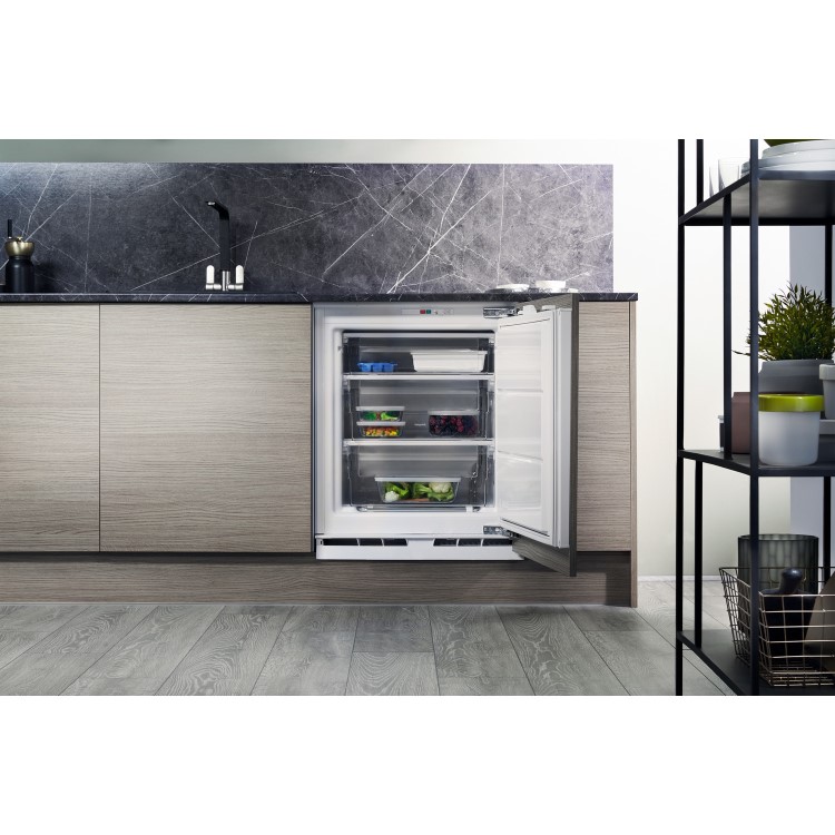 Refurbished Hotpoint HZA1UK1 Integrated 91 Litre Under Counter Freezer