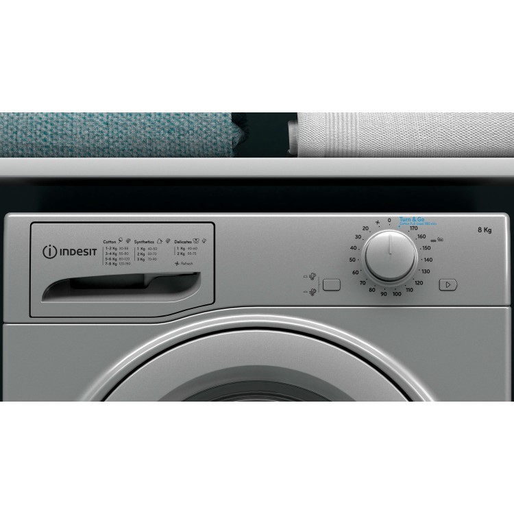 Refurbished Indesit I2D81SUK Freestanding Condenser 8KG Tumble Dryer Silver