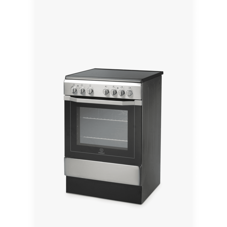 Indesit 60cm Single Oven Electric Cooker with Ceramic Hob Stainless
