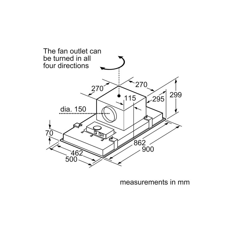 Neff I99C68N1GB N70 90cm Ceiling Extractor - Stainless Steel