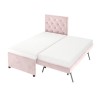 Single Pink Velvet Guest Bed with Trundle  - Isabel