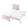 Single Pink Velvet Guest Bed with Trundle  - Isabel