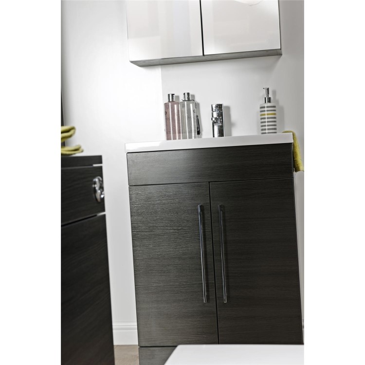 GRADE A1 - Black Free Standing Bathroom Vanity Unit - Without Basin - W600 x 820mm