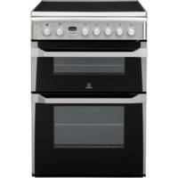 Indesit ID60C2XS 60cm Wide Double Oven Electric Cooker With Ceramic Hob - Stainless Steel