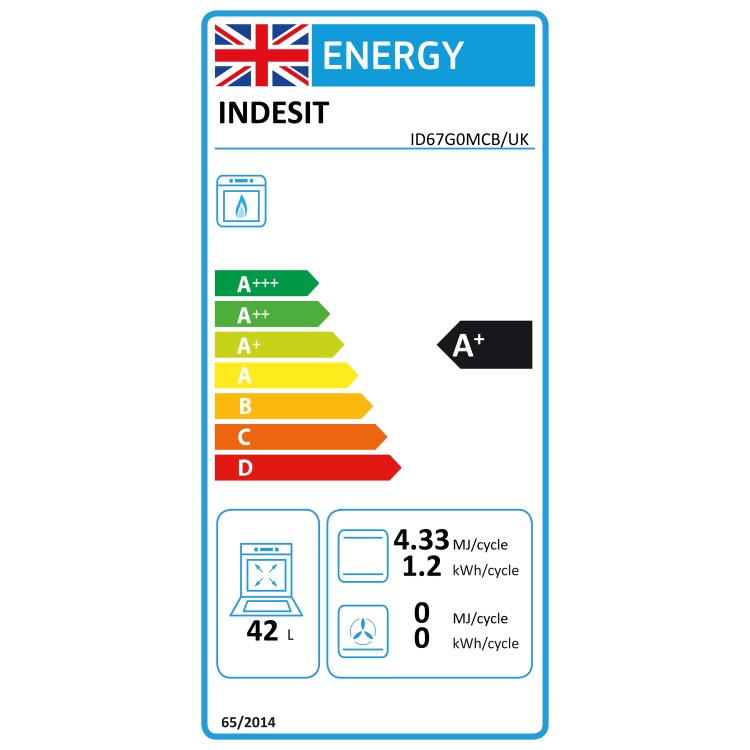 Refurbished Indesit ID67G0MCB 60cm Double Oven Gas Cooker with Catalytic Liners Black