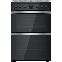Refurbished Indesit ID67G0MCB 60cm Double Oven Gas Cooker with Catalytic Liners Black
