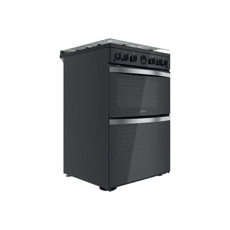 Refurbished Indesit ID67G0MCB 60cm Double Oven Gas Cooker with Catalytic Liners Black