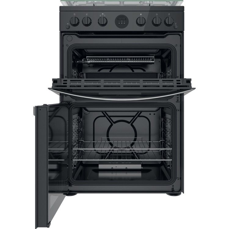 Refurbished Indesit ID67G0MCB 60cm Double Oven Gas Cooker with Catalytic Liners Black