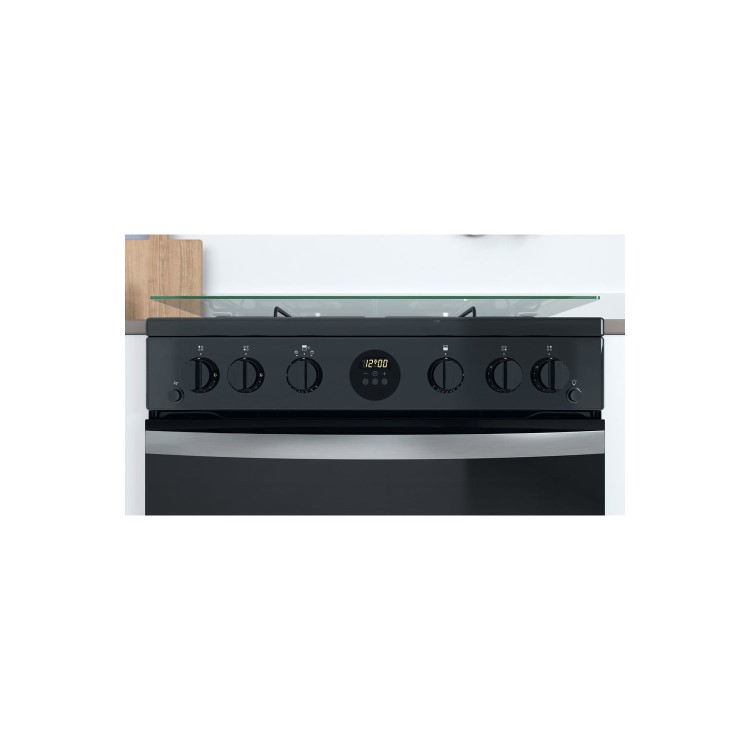 Refurbished Indesit ID67G0MCB 60cm Double Oven Gas Cooker with Catalytic Liners Black