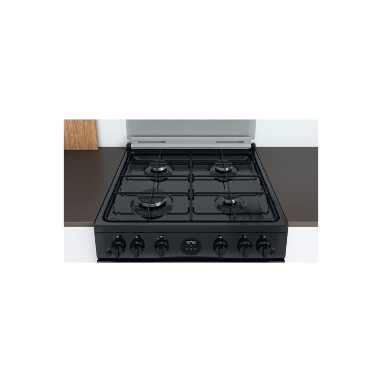 Refurbished Indesit ID67G0MCB 60cm Double Oven Gas Cooker with Catalytic Liners Black