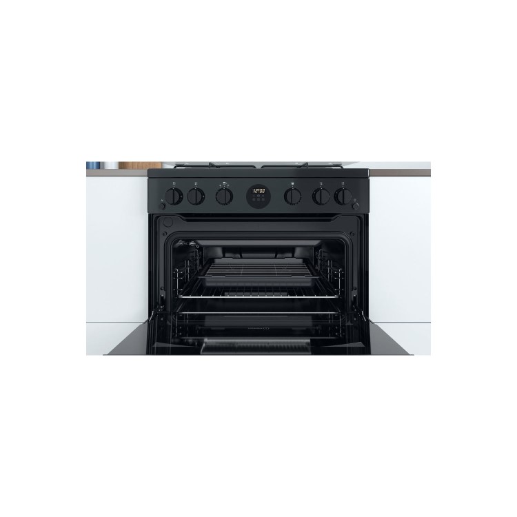 Refurbished Indesit ID67G0MCB 60cm Double Oven Gas Cooker with Catalytic Liners Black