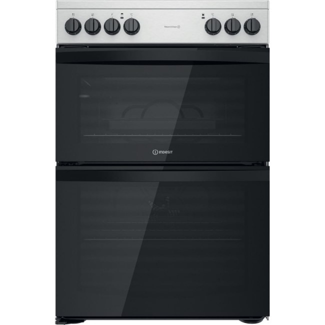 Refurbished Indesit ID67V9HCCX 60cm Electric Cooker With Ceramic Hob Silver