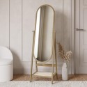 IDA001 Oak Full Length Free-Standing Oval Mirror with Shelf - Ida