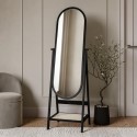 IDA003 Black Full Length Free-Standing Oval Mirror with Shelf - Ida