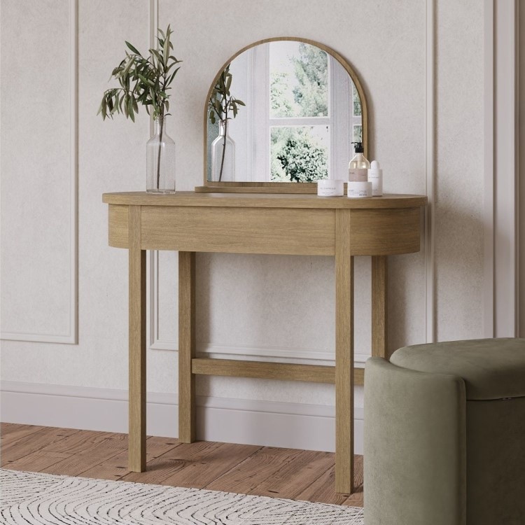 Oak Dressing Table with Mirror and Drawer - Ida