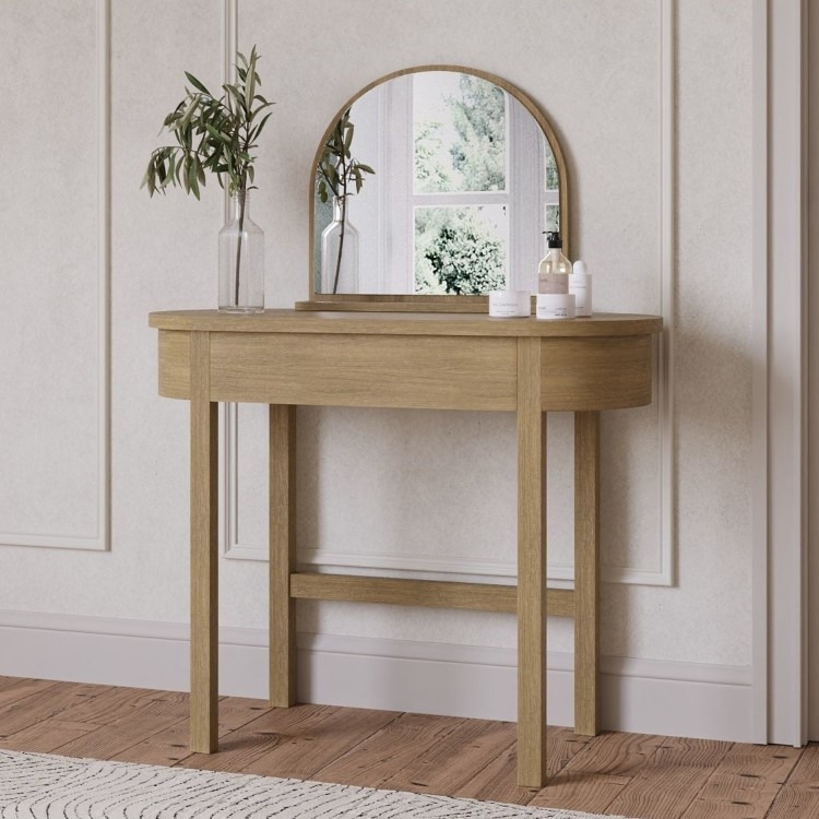 Oak Dressing Table with Mirror and Drawer - Ida