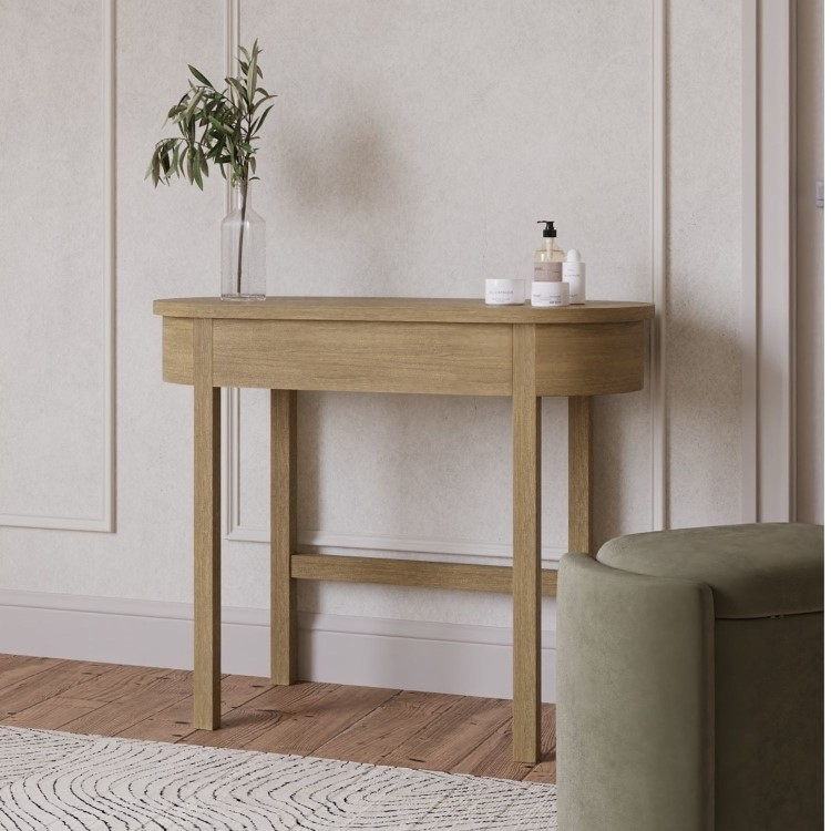 Oak Dressing Table with Mirror and Drawer - Ida