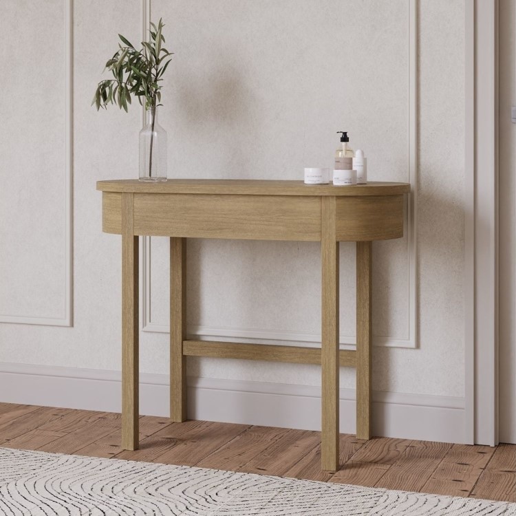 Oak Dressing Table with Mirror and Drawer - Ida