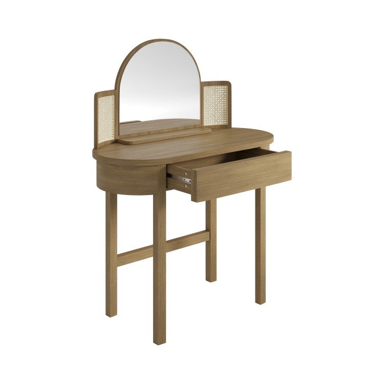 Oak Dressing Table with Mirror and Drawer - Ida
