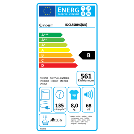 Indesit IDCL85BHS EcoTime 8kg Freestanding Sensor Condenser Tumble Dryer-Silver