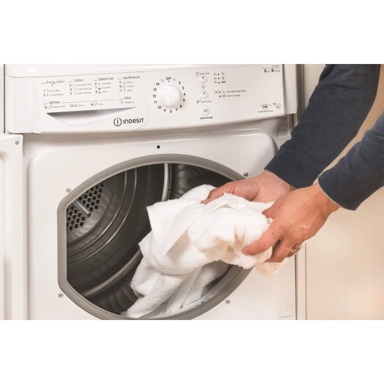 Indesit IDCL85BH EcoTime 8kg Freestanding Condenser Tumble Dryer-White