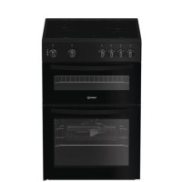 GRADE A1 - Indesit 60cm Double Oven Electric Cooker - Black GRADE A1 - Indesit 60cm Double Oven Electric Cooker - Black